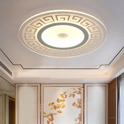 LED Ceiling Light Modern Art Deco with Greek Key Pattern Round Flush Mount
