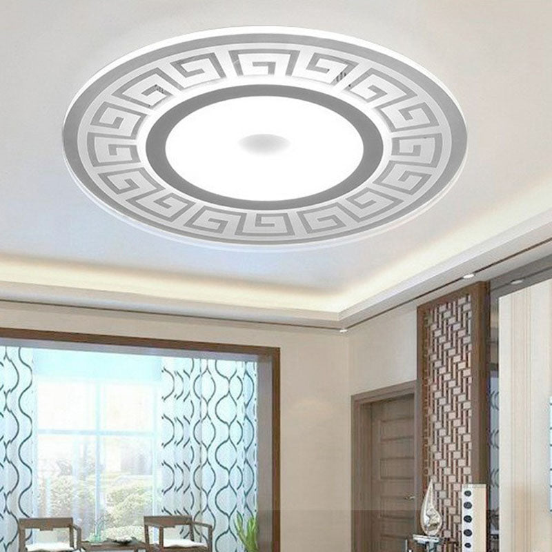 LED Ceiling Light Modern Art Deco with Greek Key Pattern Round Flush Mount