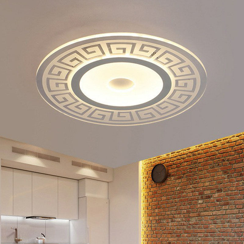 LED Ceiling Light Modern Art Deco with Greek Key Pattern Round Flush Mount