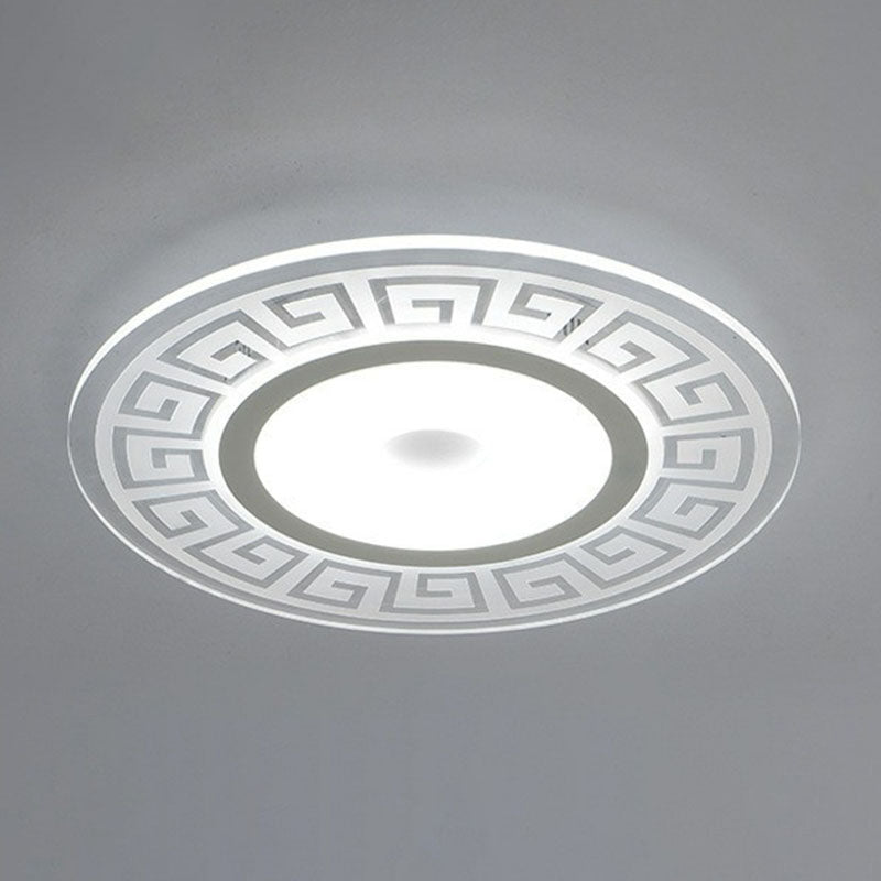LED Ceiling Light Modern Art Deco with Greek Key Pattern Round Flush Mount