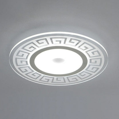 LED Ceiling Light Modern Art Deco with Greek Key Pattern Round Flush Mount
