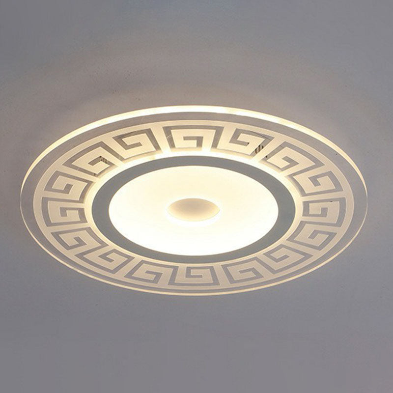LED Ceiling Light Modern Art Deco with Greek Key Pattern Round Flush Mount
