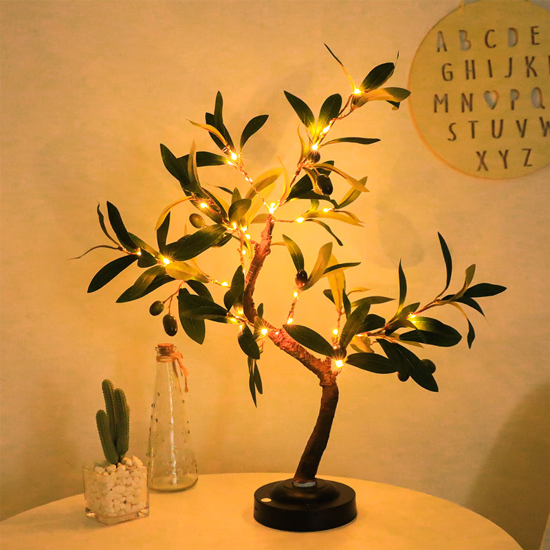LED Olive Tree Table Lamp Bohemian with Warm Fairy Lights and Touch Switch