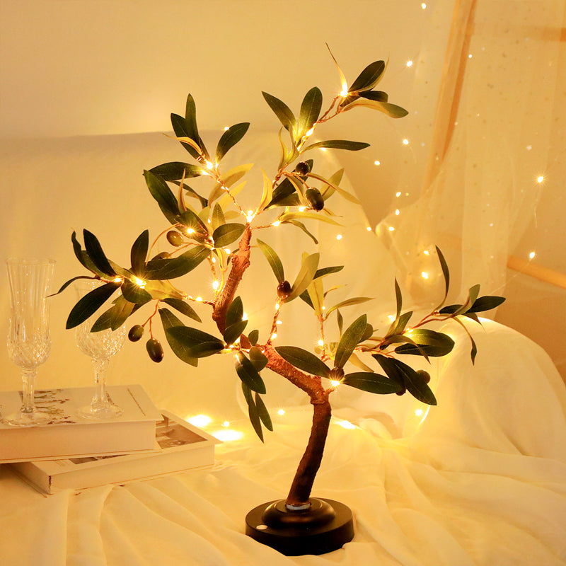 LED Olive Tree Table Lamp Bohemian with Warm Fairy Lights and Touch Switch