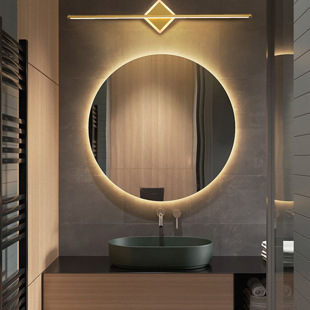 LED Wall Lamp Minimalist Linear Vanity Light with Round Disc Base
