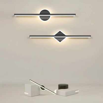 LED Wall Lamp Minimalist Linear Vanity Light with Round Disc Base