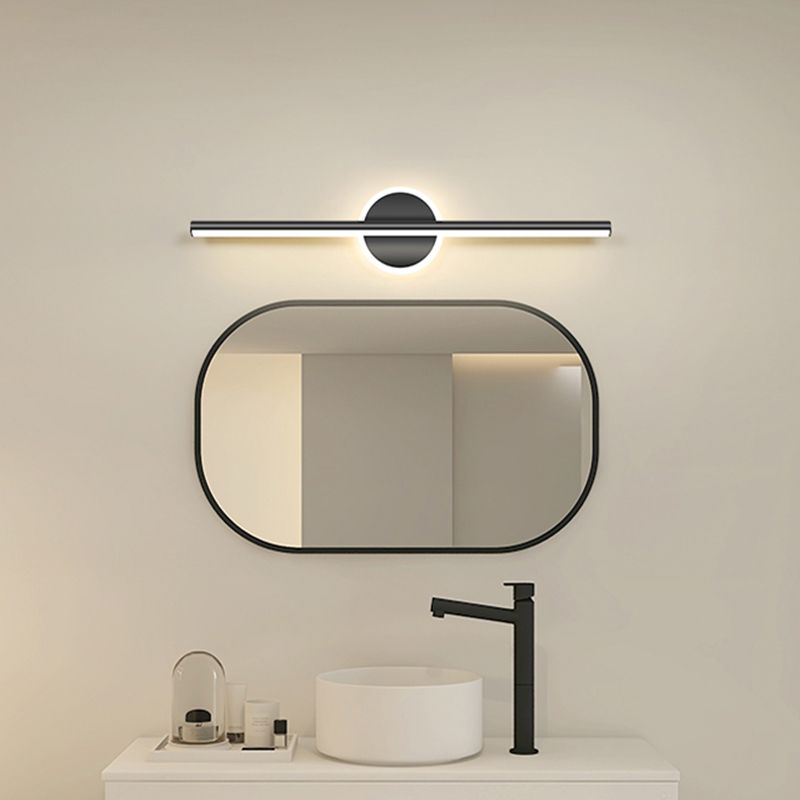 LED Wall Lamp Minimalist Linear Vanity Light with Round Disc Base