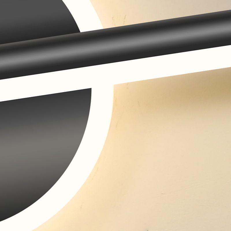 LED Wall Lamp Minimalist Linear Vanity Light with Round Disc Base