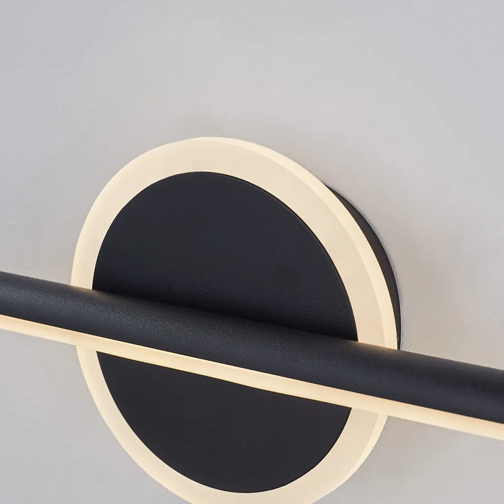 LED Wall Lamp Minimalist Linear Vanity Light with Round Disc Base