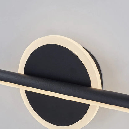 LED Wall Lamp Minimalist Linear Vanity Light with Round Disc Base