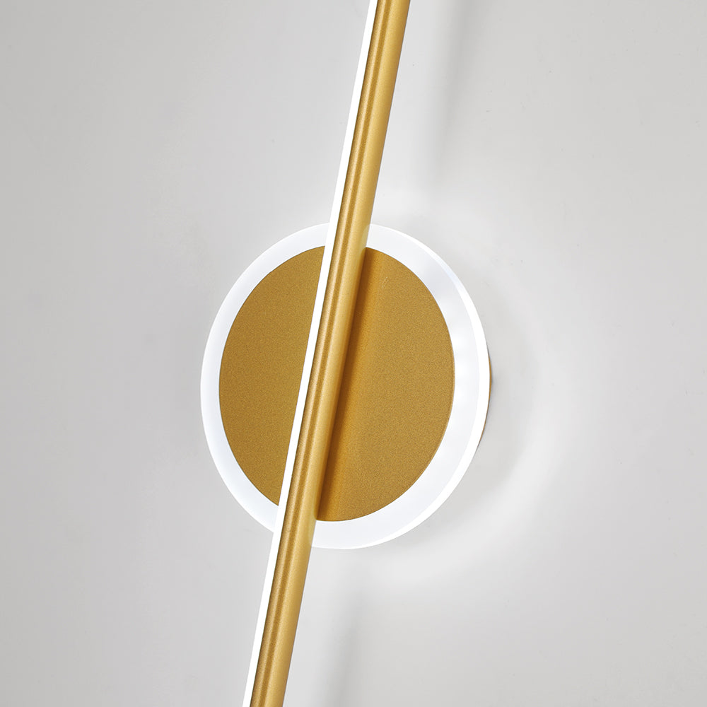 LED Wall Lamp Minimalist Linear Vanity Light with Round Disc Base