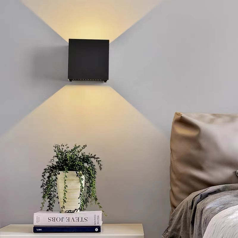 LED Wall Lamp Modern Minimalist Square Cube Up Down Indoor Outdoor