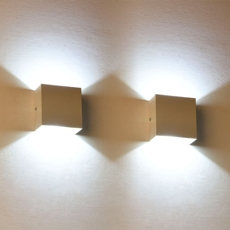 LED Wall Lamp Modern Minimalist Square Cube Up Down Indoor Outdoor