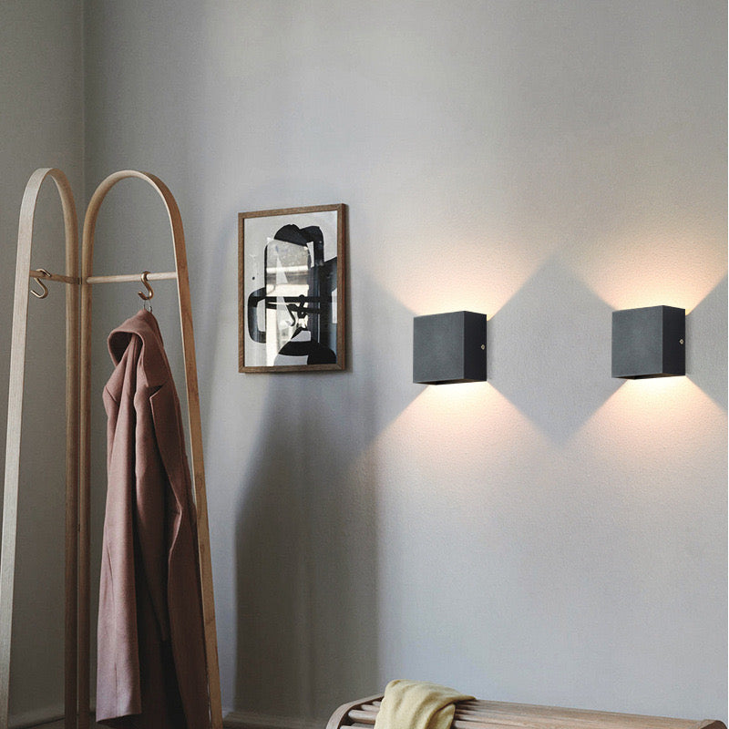 LED Wall Lamp Modern Minimalist Square Cube Up Down Indoor Outdoor