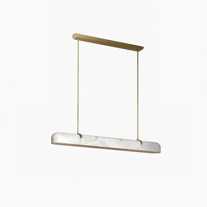 Linear Alabaster Pendant Light Modern with Brass Frame for Dining Table and Kitchen Island