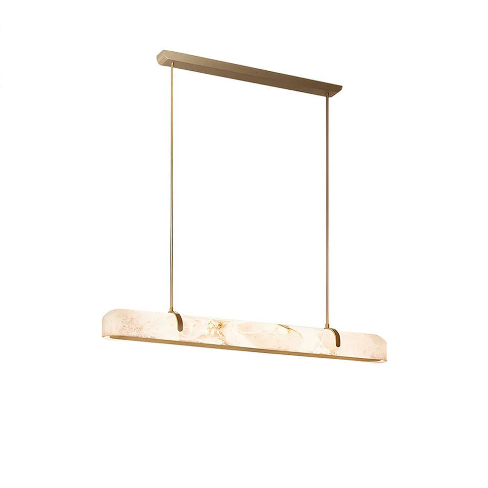 Linear Alabaster Pendant Light Modern with Brass Frame for Dining Table and Kitchen Island