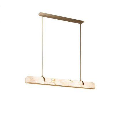 Linear Alabaster Pendant Light Modern with Brass Frame for Dining Table and Kitchen Island