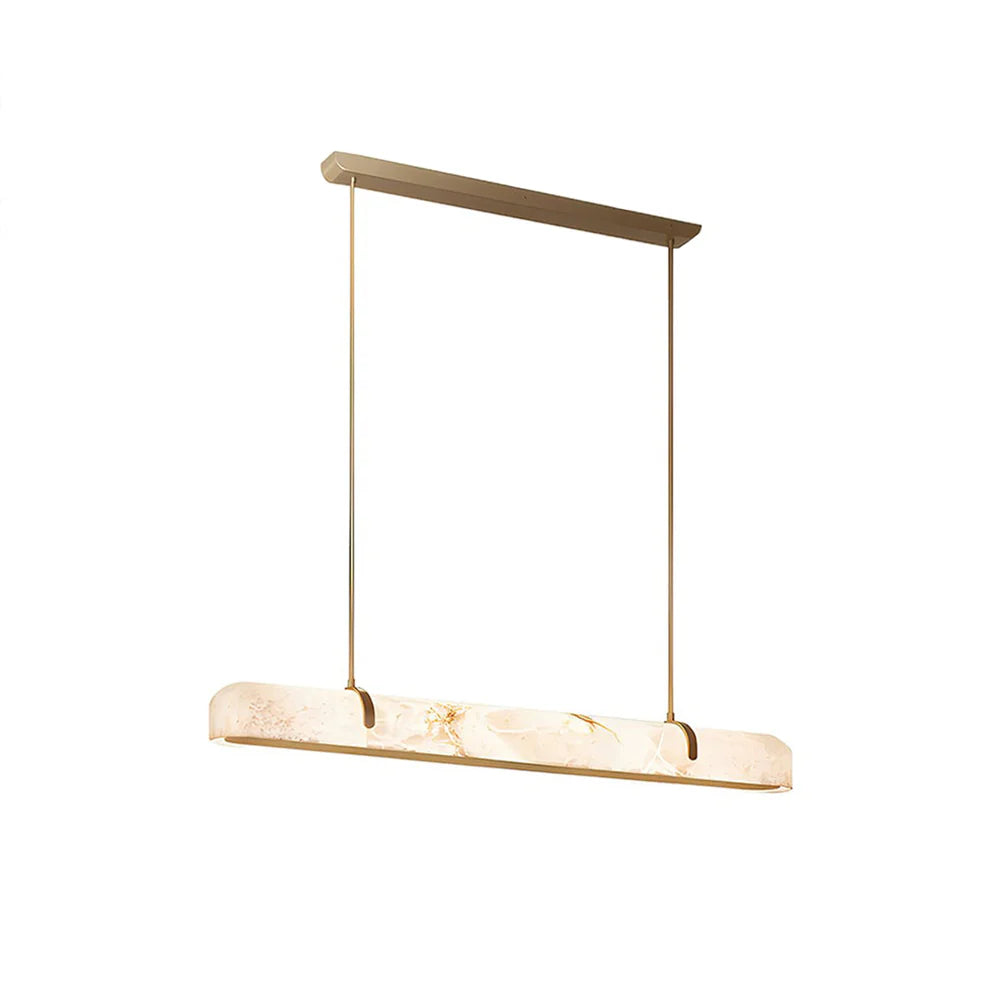 Linear Alabaster Pendant Light Modern with Brass Frame for Dining Table and Kitchen Island