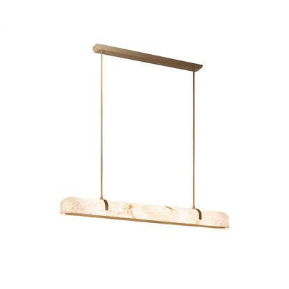 Linear Alabaster Pendant Light Modern with Brass Frame for Dining Table and Kitchen Island
