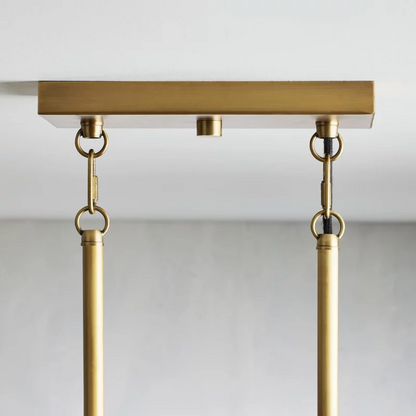 Linear Chandelier Art Deco with Fluted Glass Shades and Adjustable Drop