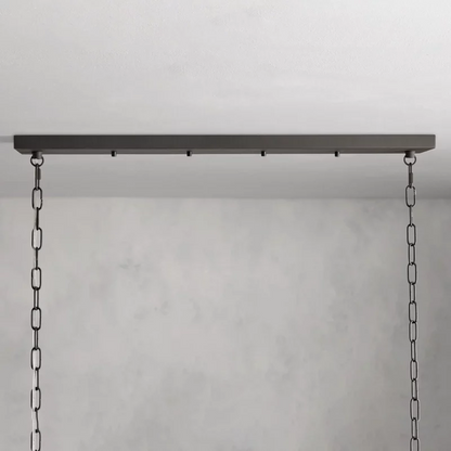 Linear Chandelier Art Deco with Fluted Glass Shades and Adjustable Drop