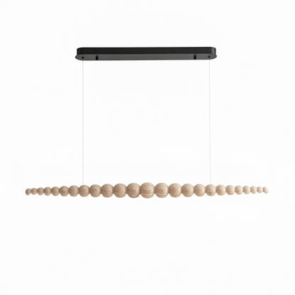 Linear Pendant Lamp Bohemian with Wood Bead Bar and Integrated LED