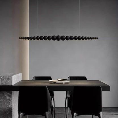 Linear Pendant Lamp Bohemian with Wood Bead Bar and Integrated LED