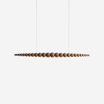 Linear Pendant Lamp Bohemian with Wood Bead Bar and Integrated LED