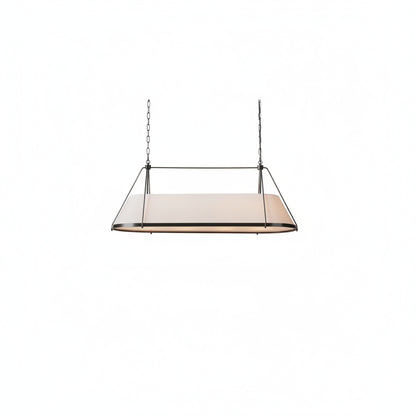 Linear Pendant Lamp Modern with Fabric Shade and Chain Suspension