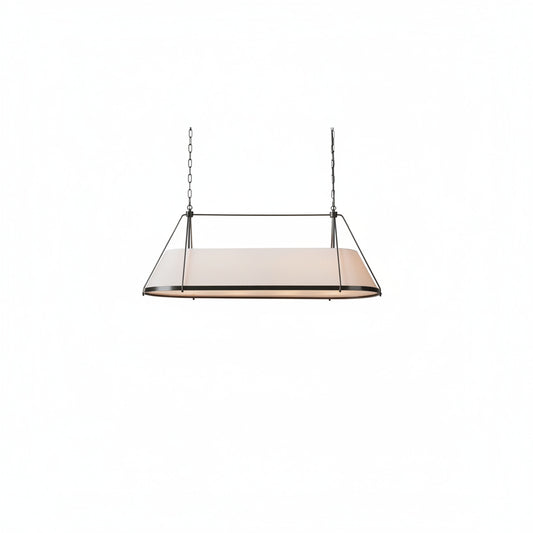 Linear Pendant Lamp Modern with Fabric Shade and Chain Suspension