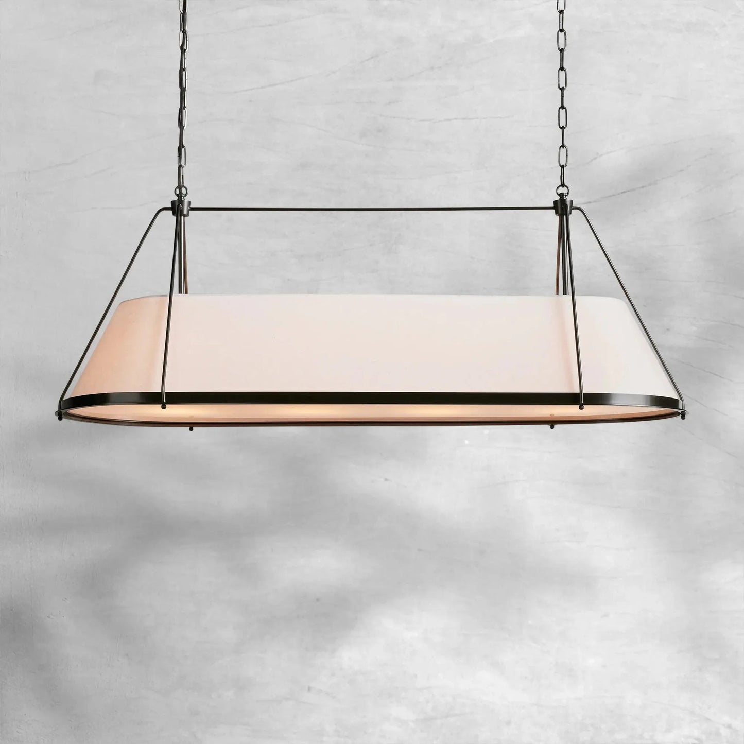 Linear Pendant Lamp Modern with Fabric Shade and Chain Suspension