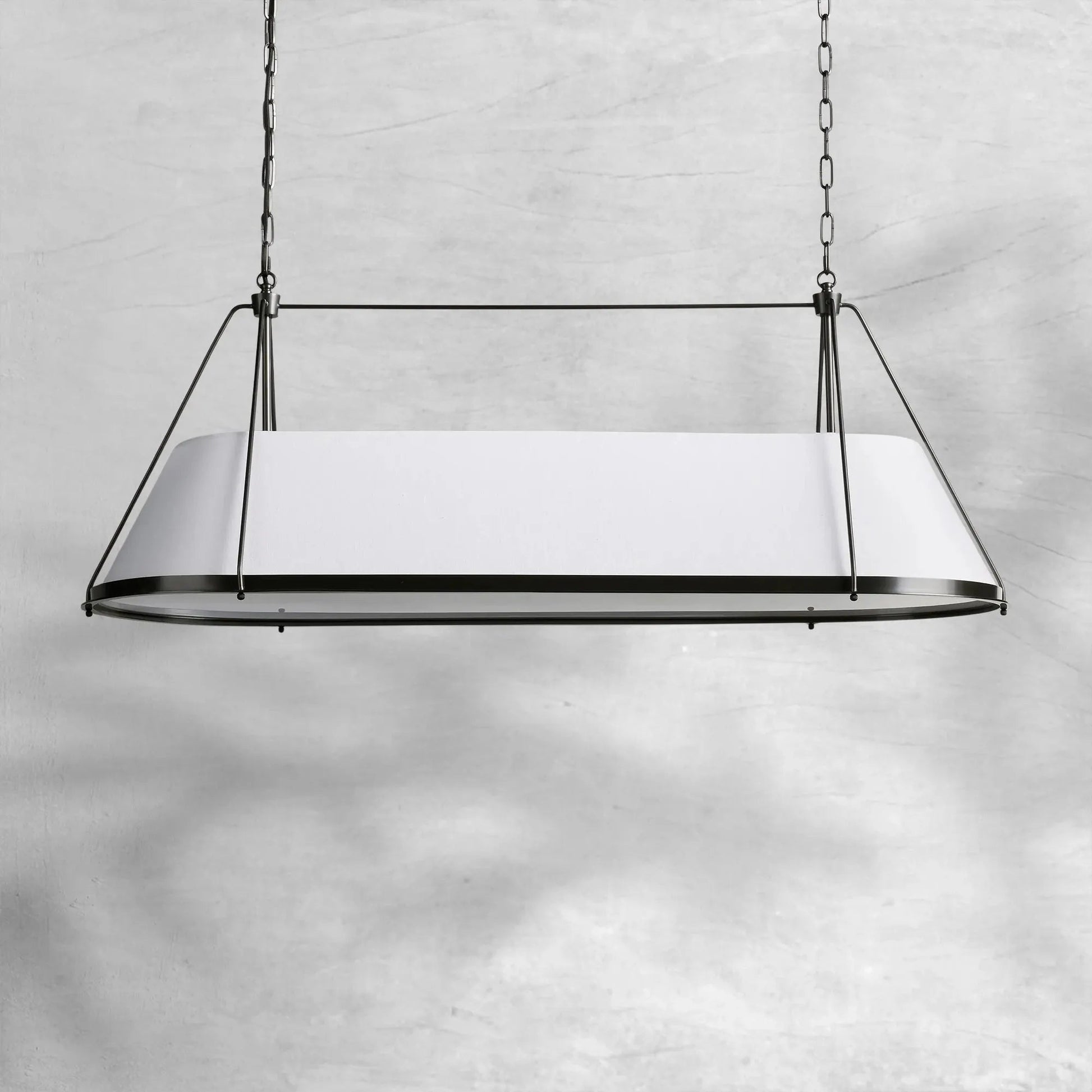 Linear Pendant Lamp Modern with Fabric Shade and Chain Suspension