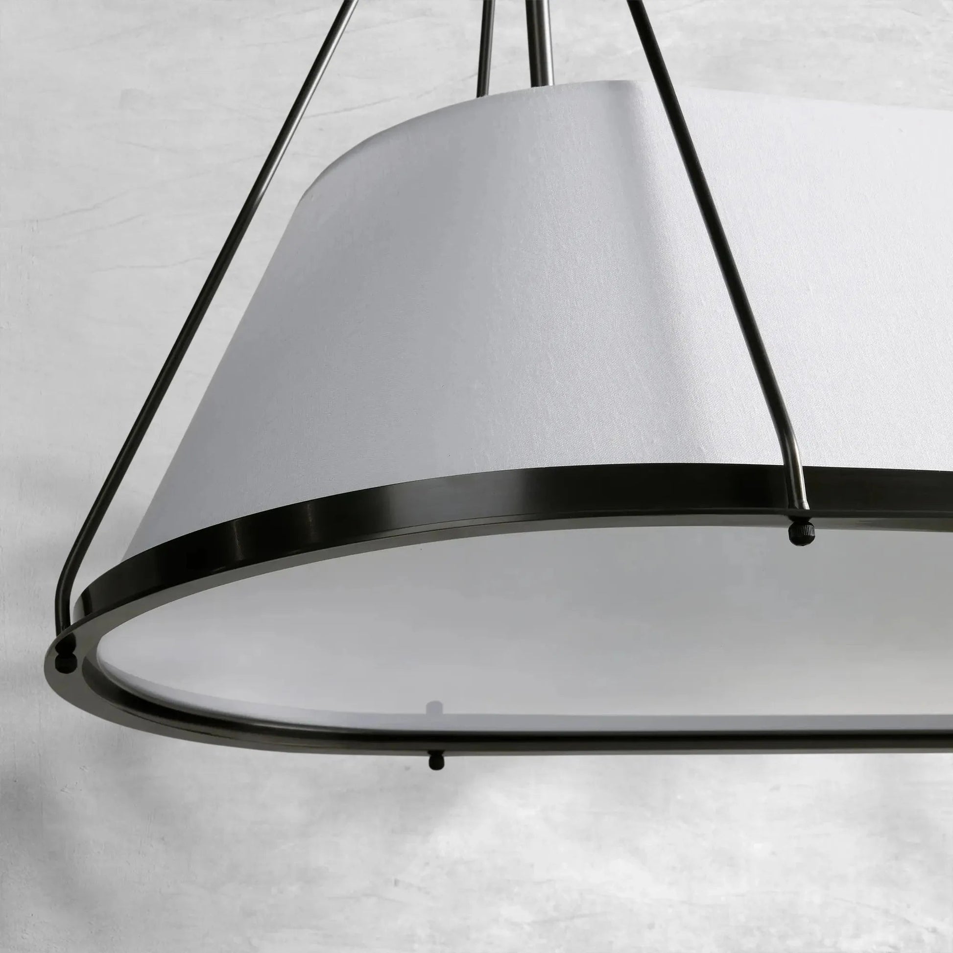 Linear Pendant Lamp Modern with Fabric Shade and Chain Suspension