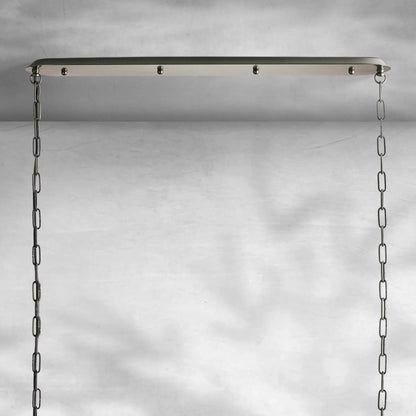 Linear Pendant Lamp Modern with Fabric Shade and Chain Suspension
