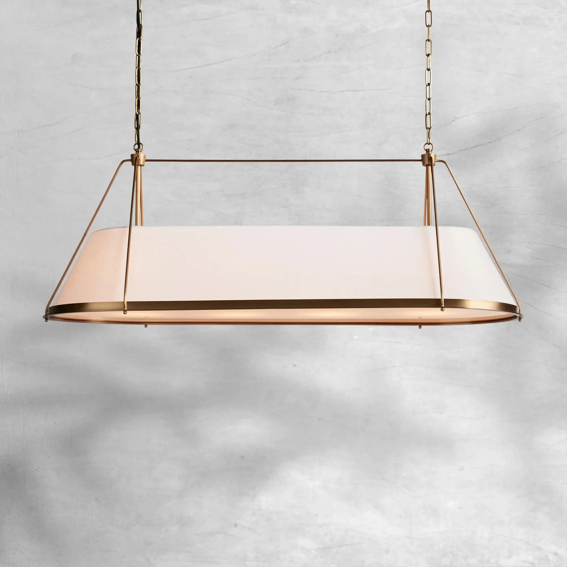 Linear Pendant Lamp Modern with Fabric Shade and Chain Suspension