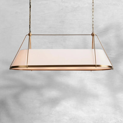 Linear Pendant Lamp Modern with Fabric Shade and Chain Suspension