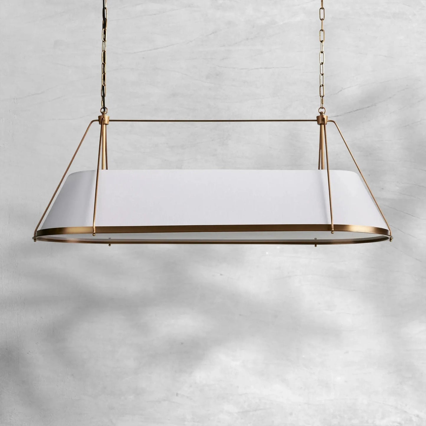 Linear Pendant Lamp Modern with Fabric Shade and Chain Suspension