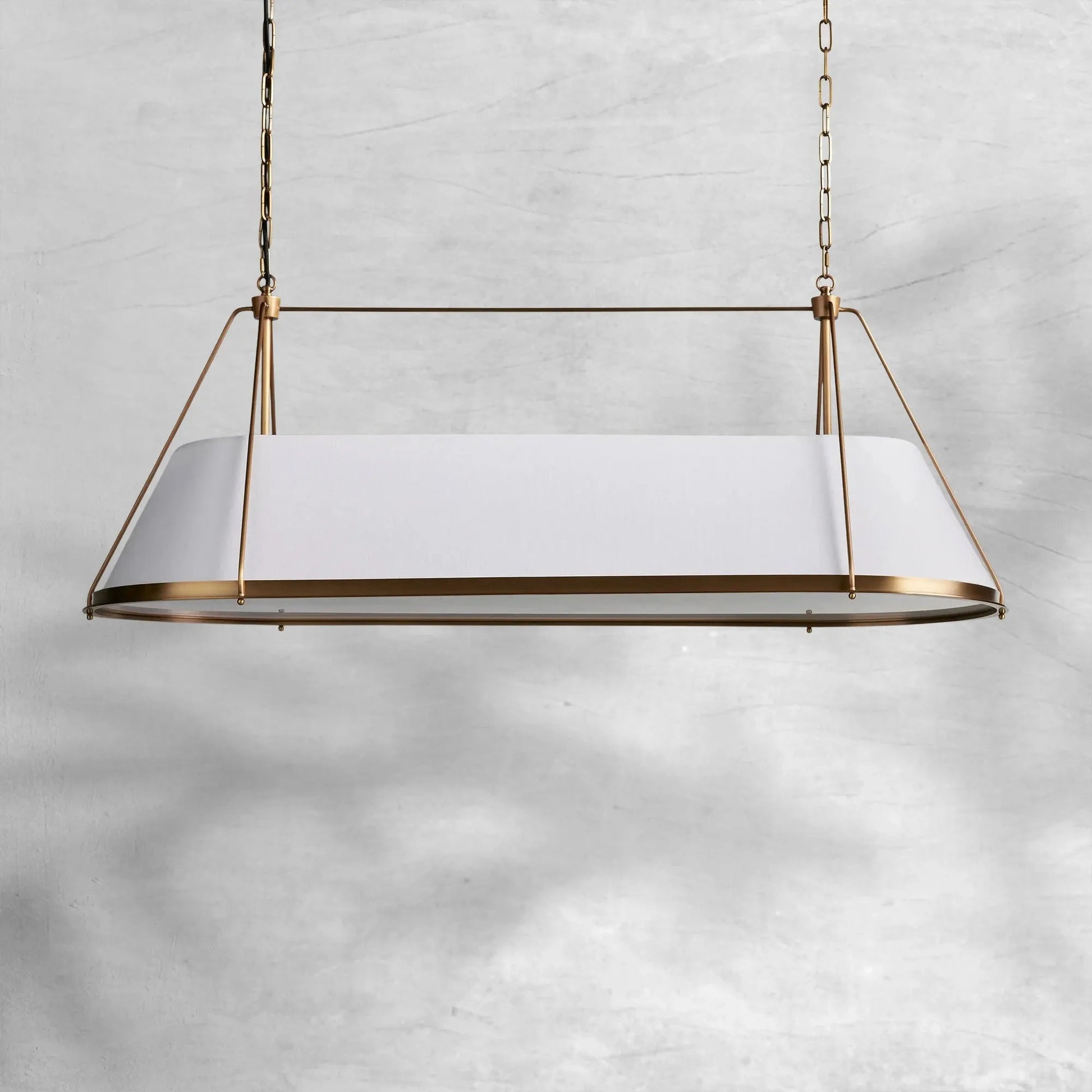 Linear Pendant Lamp Modern with Fabric Shade and Chain Suspension