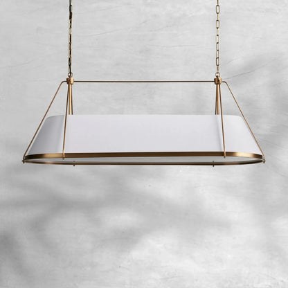 Linear Pendant Lamp Modern with Fabric Shade and Chain Suspension