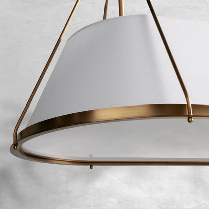 Linear Pendant Lamp Modern with Fabric Shade and Chain Suspension
