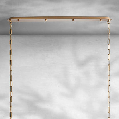 Linear Pendant Lamp Modern with Fabric Shade and Chain Suspension