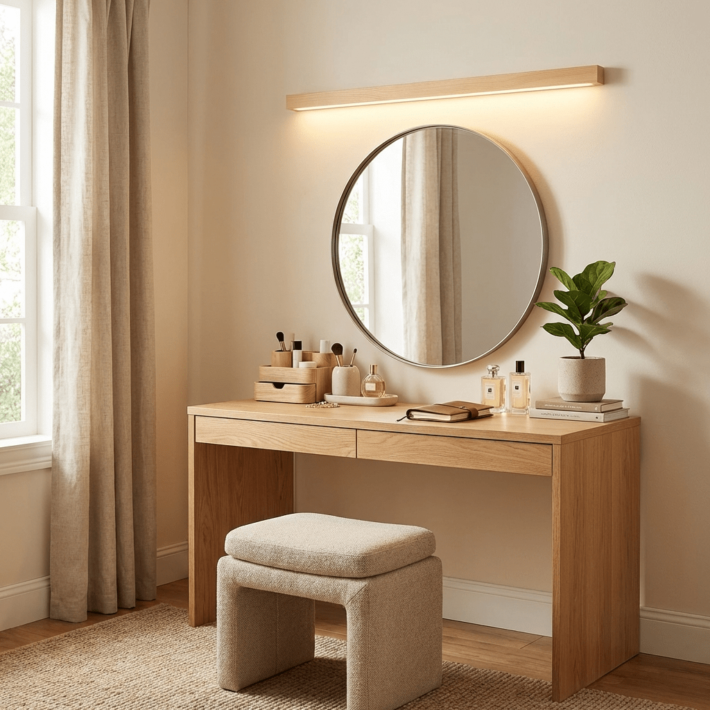 Linear Wood Wall Light Scandinavian Dual-Mount LED Bar Sconce with Frosted Diffuser