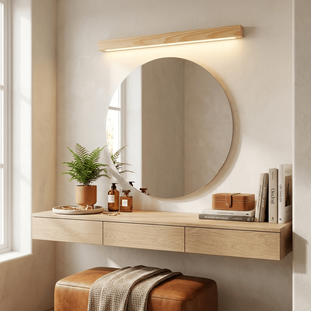 Linear Wood Wall Light Scandinavian Dual-Mount LED Bar Sconce with Frosted Diffuser