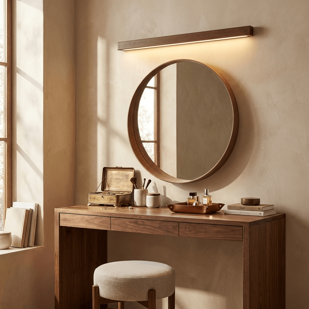 Linear Wood Wall Light Scandinavian Dual-Mount LED Bar Sconce with Frosted Diffuser