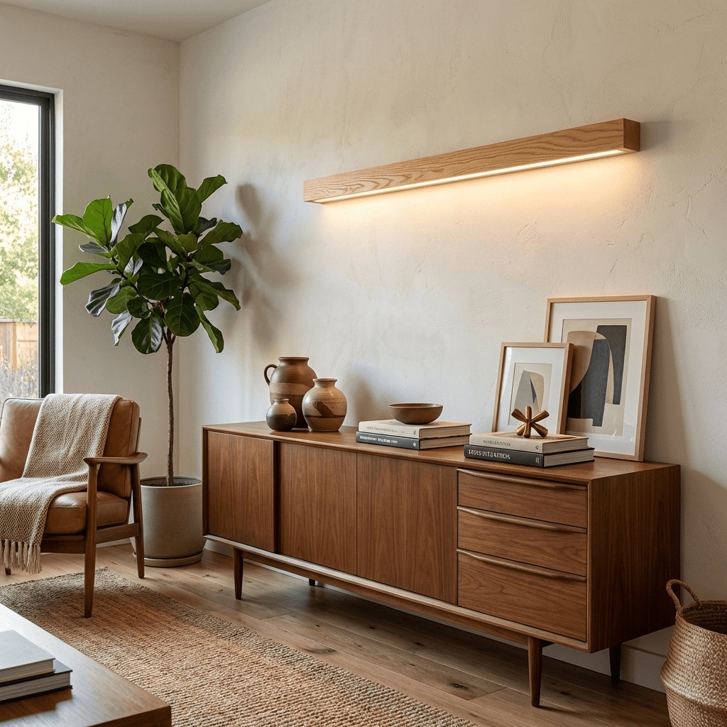 Linear Wood Wall Light Scandinavian Dual-Mount LED Bar Sconce with Frosted Diffuser