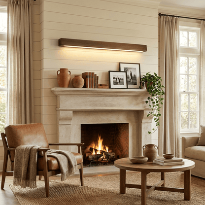 Linear Wood Wall Light Scandinavian Dual-Mount LED Bar Sconce with Frosted Diffuser