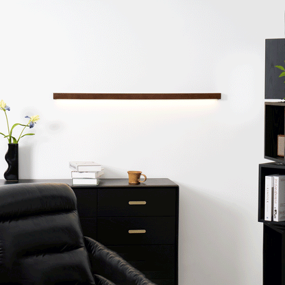 Linear Wood Wall Light Scandinavian Dual-Mount LED Bar Sconce with Frosted Diffuser
