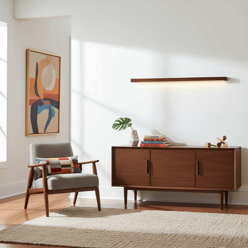 Linear Wood Wall Light Scandinavian Dual-Mount LED Bar Sconce with Frosted Diffuser
