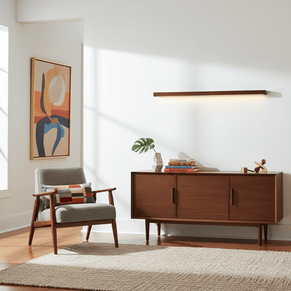 Linear Wood Wall Light Scandinavian Dual-Mount LED Bar Sconce with Frosted Diffuser