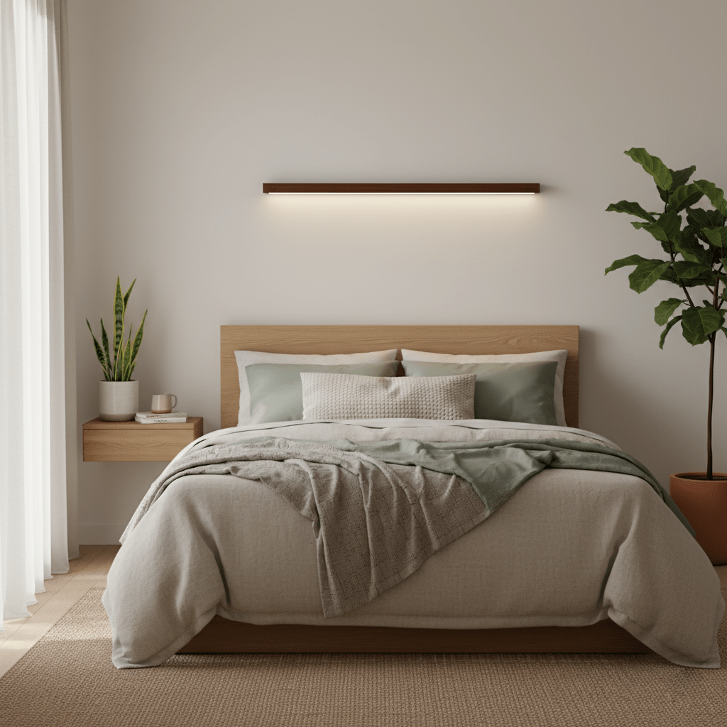 Linear Wood Wall Light Scandinavian Dual-Mount LED Bar Sconce with Frosted Diffuser